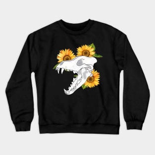 Floral Sunflower Wolf Skull Crewneck Sweatshirt